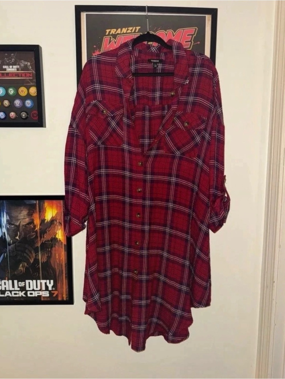 Plaid Red Flannel Shirt Dress - torrid size 2